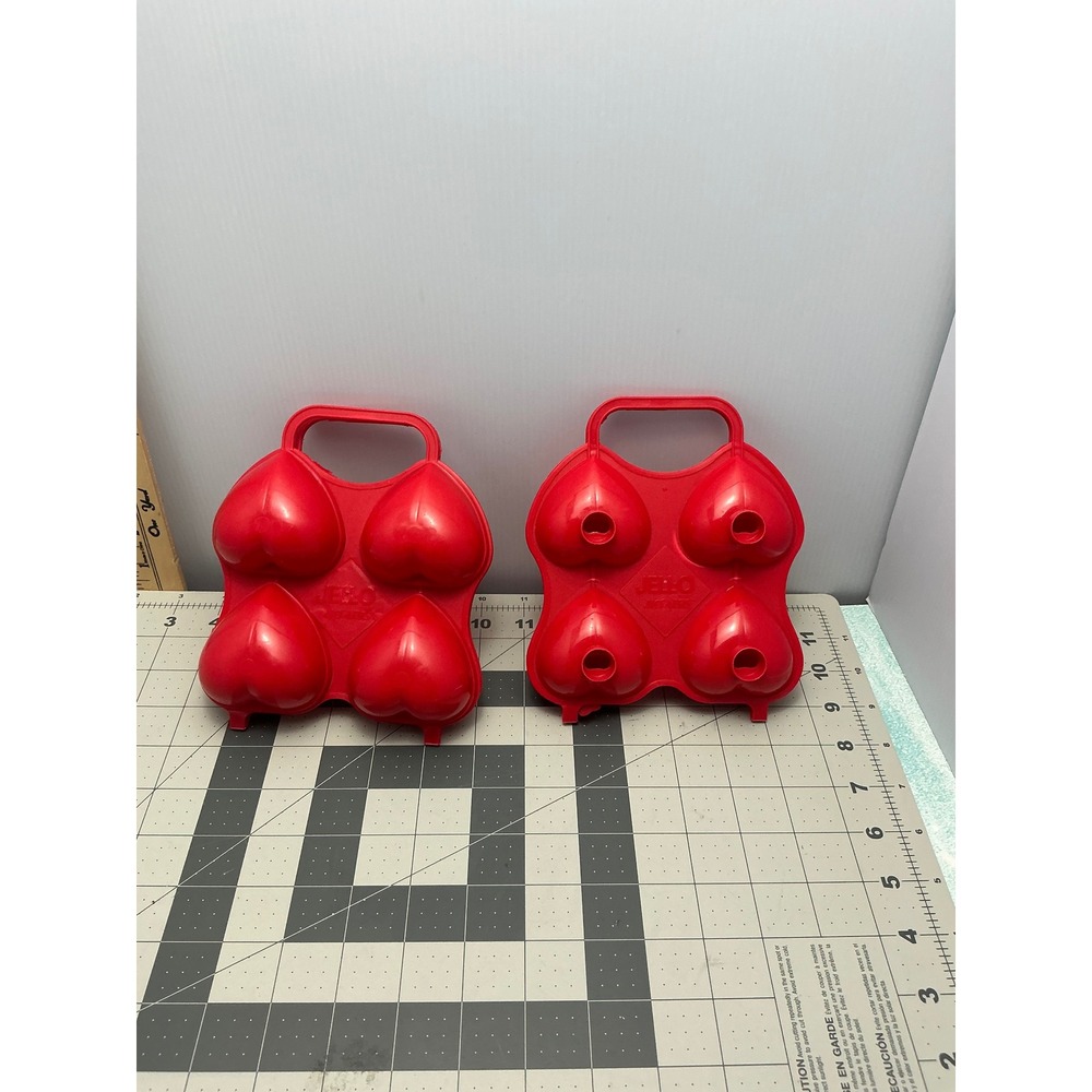 Vintage Jell-O Jigglers Heart Molds set of‎ 2 Red Plastic Valentine Set of 2